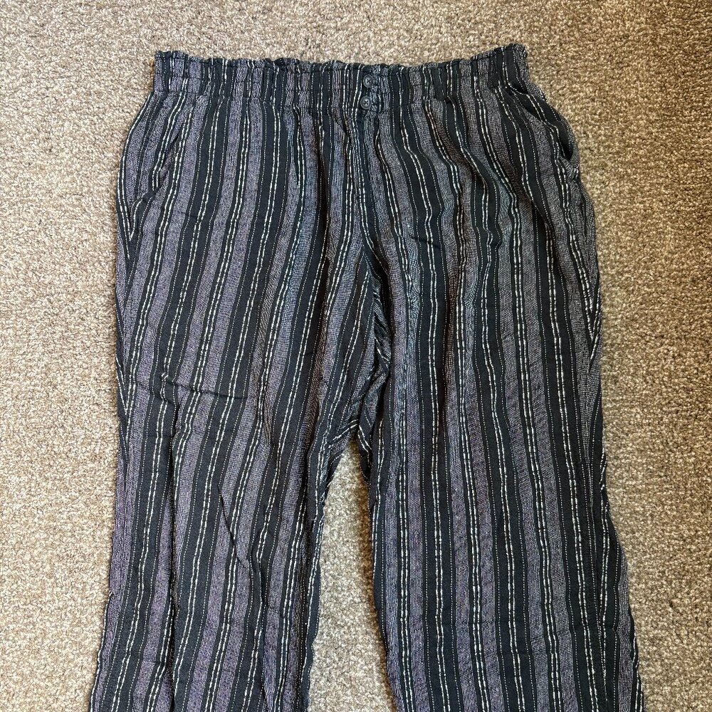 Costco Linen Striped Black Pants | Size XXL